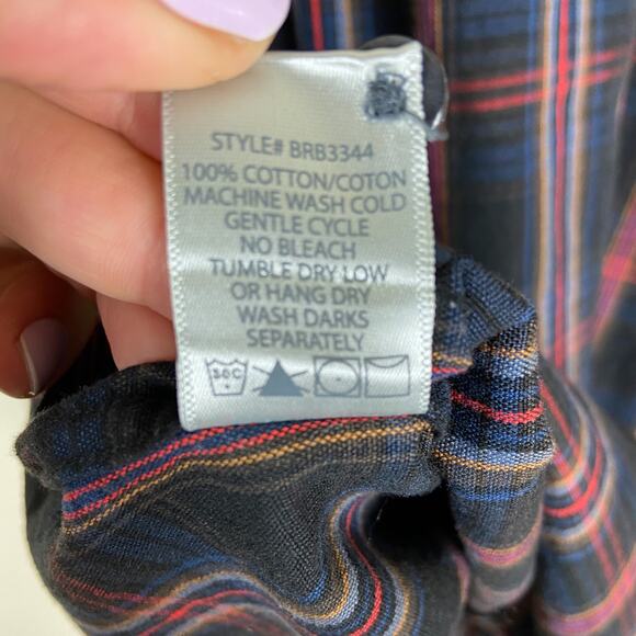 Slate Denim Co Plaid Dylan Shirt Size XL Button Down Black Red Multi Cotton - Picture 6 of 8